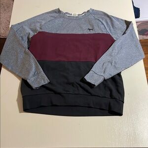 PINK VS Maroon Color-Block Crewneck Sweatshirt- Size Small